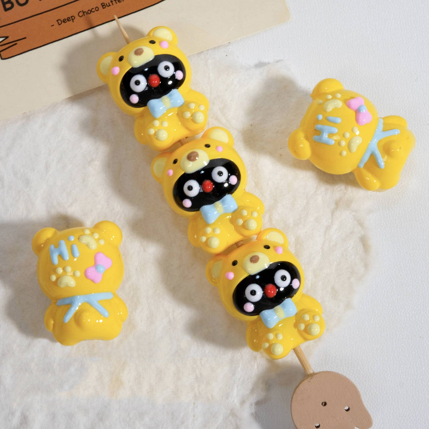 Hand Painted Butter Bear Pingu Beads