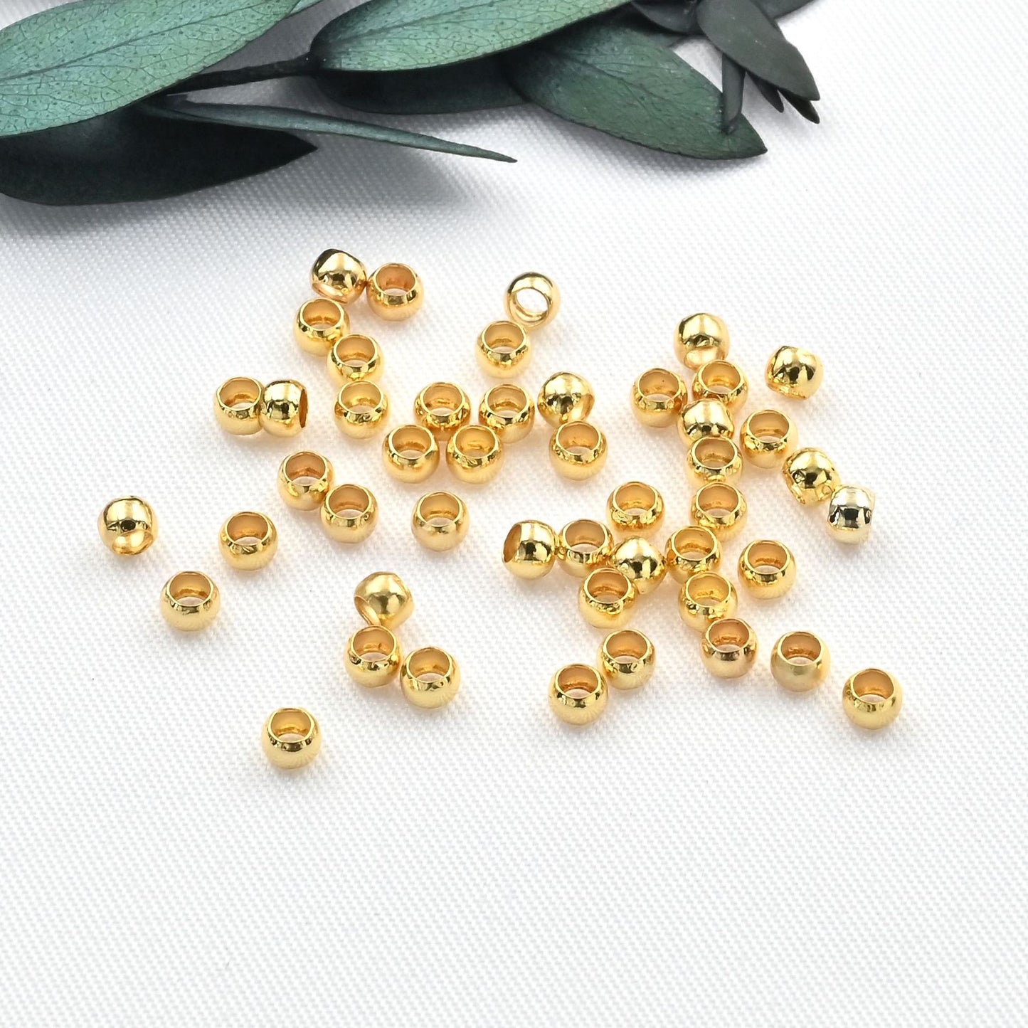 100 PCS 3mm Plated Stainless Steel Round Spacer Beads